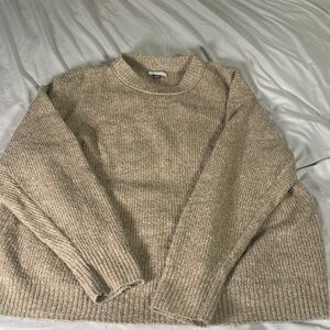 American Eagle Outfitters Tan Crew Neck Sweater